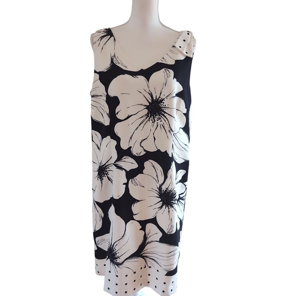 Talbots Black White Floral Sleeveless Dress SIZE TAG MISSING